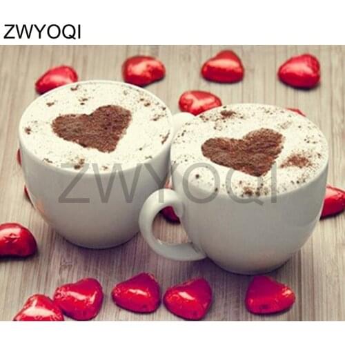 DIYDiamond embroidery Cross stitch Full Round Diamond painting Coffee chocolate Full Square Diamond mosaic Coffee heartchocolate