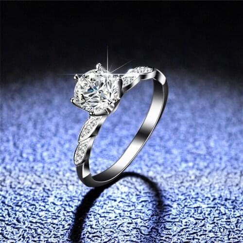 Diamond Test Passed Silver Platinum 1 Carat Excellent Cut D Color Good Clarity Moissanite Ring Silver 925 Jewelry Birthday Gift