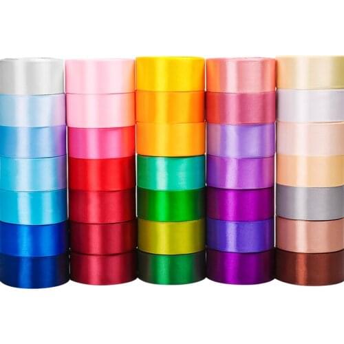 6-10-12-15-20-25-40mm White Pink Beige Blue Red Satin Ribbons Christmas New Year Birthday Party Gift Wrapping DIY Crafts Ribbon