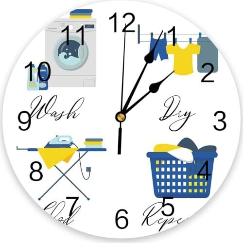 Laundry Room White Wall Clock For Modern Home Decoration Teen Room Living Room Needle Hanging Watch Table Clock
