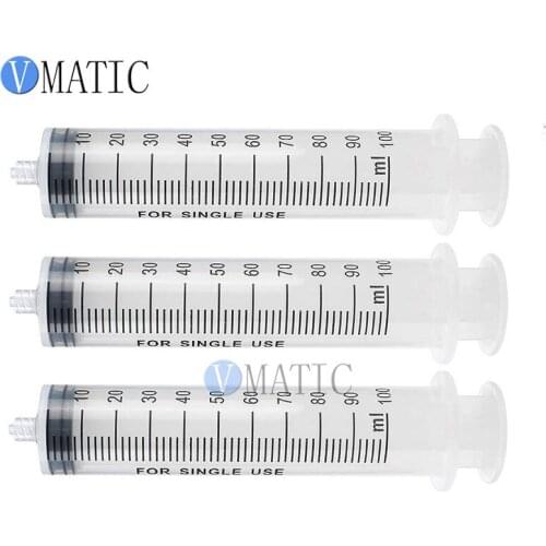 Free Shipping 5Pcs Glue Dispensing Plastic Manual Syringe / Hand Syringe 100cc/ml