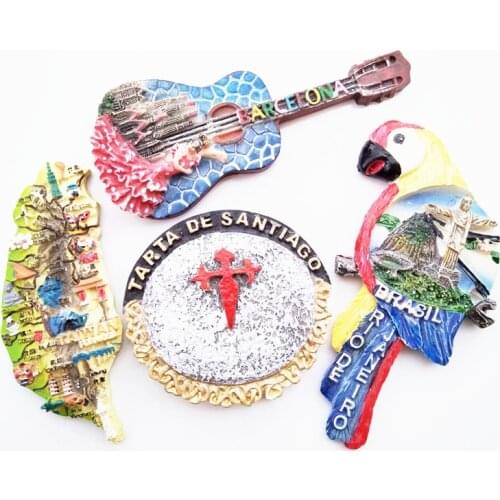 Brazil Taiwan Spain Chile World Tourism Landscape Souvenirs Resin Fridge Magnets 3D Refrigerator Travel Souvenir Home Decoration