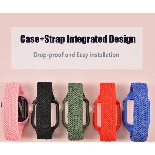 Case Braided Solo Loop Strap For Apple Watch Band 6 44mm 40mm iWatch band 38mm 42mm Elastic bracelet Apple watch series 5 4 3 se