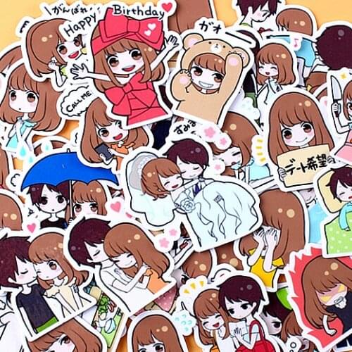 Kawaii Japanese Cartoon Girl Boy Couple Love Scrapbooking Stickers DIY Craft DIY Sticker Pakc Photo Albums Deco Diary Deco