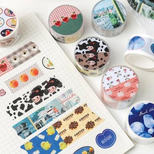 Kawaii Japanese Korean Animal Fruit Cartoon Theme Design Masking Tape Sticker Decorative Craft Planner Journal Gift Wrapping