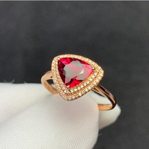 T406 Rubillite Ring Fine Jewelry 18 K Gold Natural Rubi Tourmaline 2.0ct Gemstone Diamond Gift Female Rings for Women Fine Ring