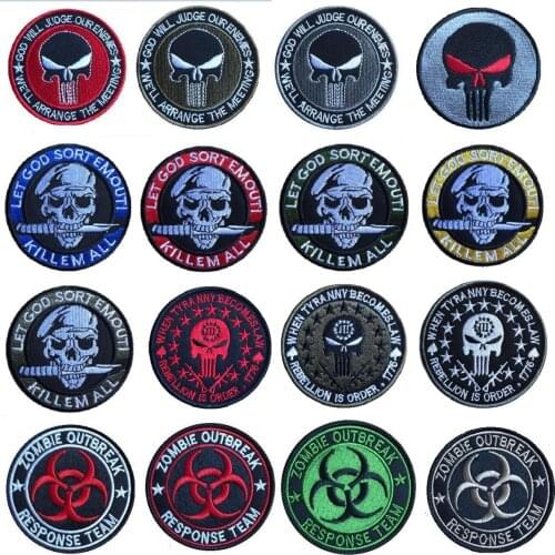 Velcro patch Tactical Morale Slogans Army Military Skull Badge Hats Backpack Clothes Labels Embroidered Stickers .Hook&Loop