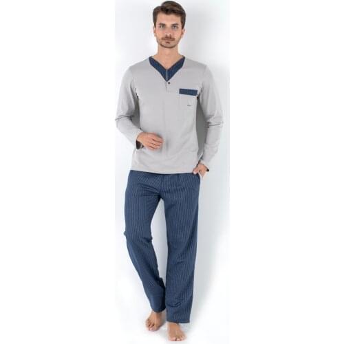2 Pieces Sleepwear Set for Men - Nightgowns Pyjamas Sleepshirts Homewear Nightdress Top and Pant Night Wear Pajamas