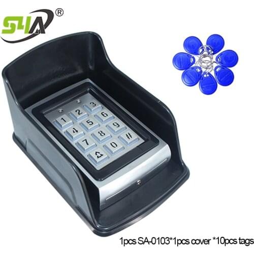 Best selling RFID metal and plastic access controller keypad systems with 10pcs TK4100 chip and plasitc rainproof shied cover
