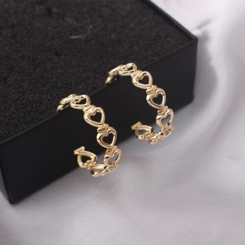 Small Hollow Heart C Letter Earrings for Women Gold Silver Color Dangle Earings 2021 Trend pendientes mujer Girl Gift
