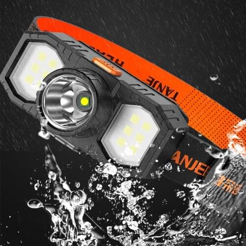 Mini Headlight Built in Battery Waterproof Flashlight XHP+COB LED Torch USB Rechargeable Camping Fishing Headlamp Powerful