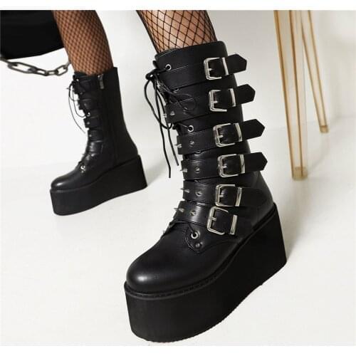 SARAIRIS Platform Cool Street Style Metal Decoration Fashion Women Shoes Great Quality Comfy Motorcycle Boots