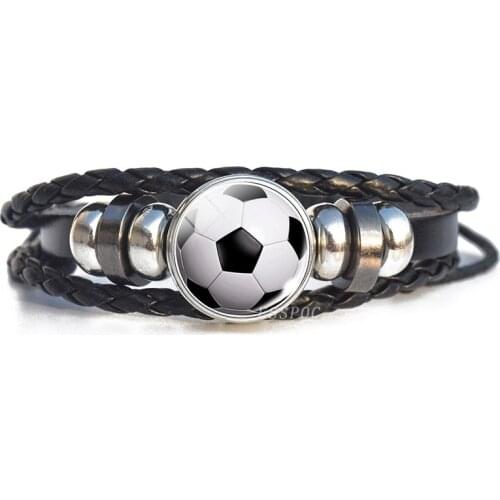 Basketball Football Bracelet Fashion Leather Braided Bracelet Leisure Sports Jewelry Football Fans Souvenir Birthday Gift