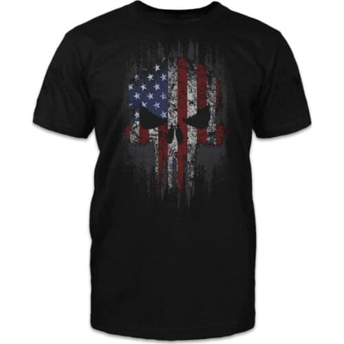 American Flag Skull Mens T-Shirt Summer Cotton Short Sleeve O-Neck T Shirt New S-3XL