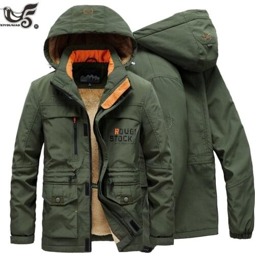 Winter Jacket men Thick Wool Liner Warm streetwear army Parka men Multi-Pocket windbreaker Fur Hooded Cargo bomber Jackets coats