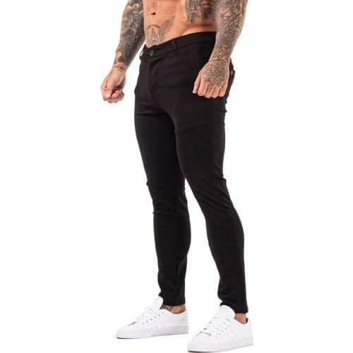 GINGTTO Mens Skinny Chino Pants Super Stretch Chino Pants Slim Fit Black Pants Skinny Pants Mens High Waist DROPSHIPPING zm393