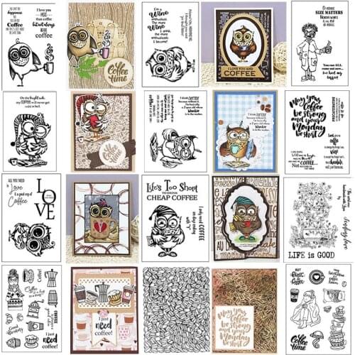 Coffee Bean Stacked Tea Cups May You Coffee Sentiments Owls Stamps And Dies Set for DIY Scrapbooking Paper Cards Crafts 2020 New