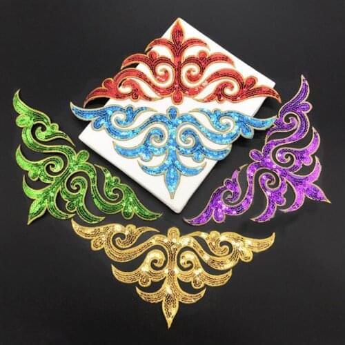 20pcs Ethnic Glitter Patches For Clothing Iron On Sequined Patch Appliques Dancing Dress Garment Badge Jeans Jacket Patchwork
