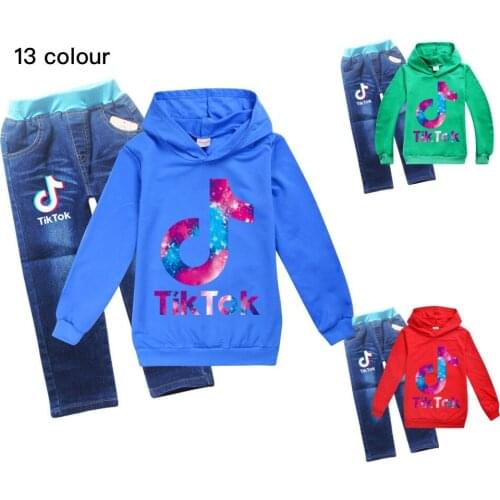 New Childrens Clothing suit 2-16years old Toddler Boy Girl Spring Autumn Fashion Boy Letter Printing Hoodie + Jeans 2pcs/Set