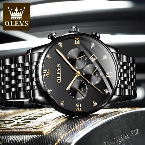 OLEVS Direct Mens Watch Chronograph Top Brand Waterproof Steel Quartz Sports Watch Fashion Casual Luxury Watch Reloj Hombre