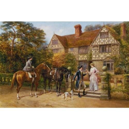 Hand painted Canvas art The Two Roses by Heywood Hardy Paintings oil horse riding scenes High quality