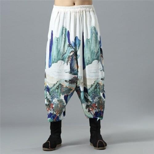 Chinese Style Harem Pants Men Hiphop Baggy Wide Legs Harajuku Trousers Male Kung Fu Pantalon Chinese Pants Man 11183