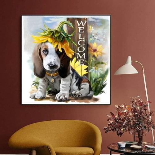 Dog 5D Diy Diamond Painting Living Room Home Decor Mosaic Animal Diamond Cross Stitch Art Full Drill Embroidery