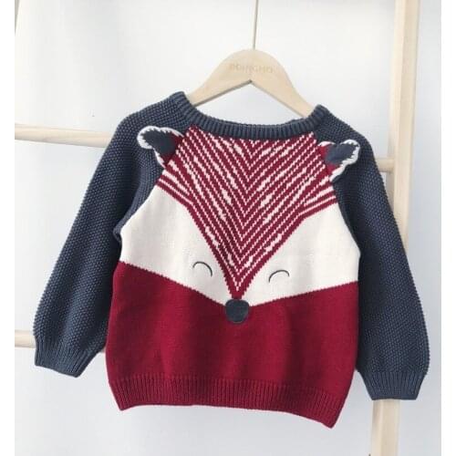 2021 Baby Girls Sweaters Winter Baby Sweater Fox Cartoon Christmas Sweaters Children Pullovers Outerwear Baby Girl Clothes