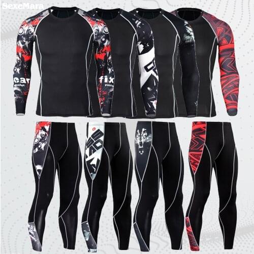 Thermal underwear for men Gym Fitness Clothing Sportswear Suits Mens Running Set Fitness Tight Sport Suit Men Outdoor Jogging