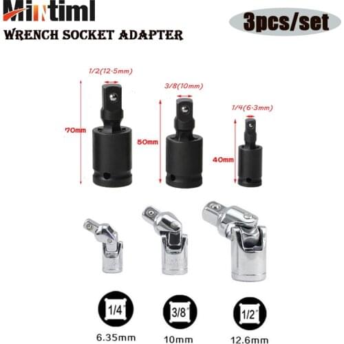 Lonbor® Universal Adjustable Joint Socket 1/4" 3/8" 1/2" Pneumatic Universal Joint Set Ratchet Angle Extension Bar Socket Adapte