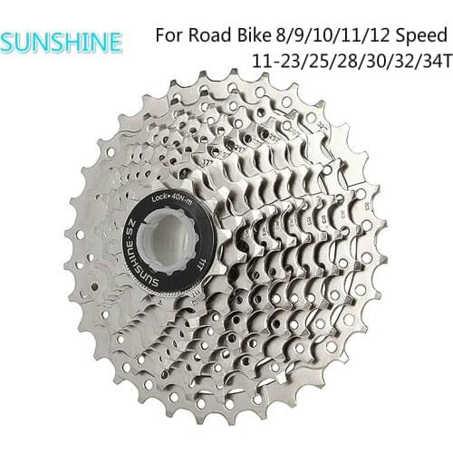 Sunshine Road Bike 8 9 10 11 12 Speed Velocidade Bicycle Cassette MTB Freewheel Sprocket 11-23/25/28/30/32/34T for SHIMANO Sram