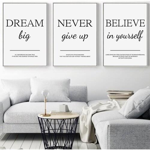 Believe In Yourself Quote Wall Art Inspiring Words Printings Office Home Decor Canvas Picture Frameless Minimalist Picture