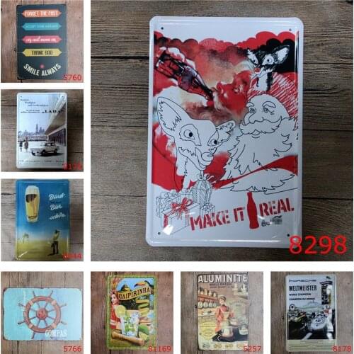 Vintage Metal Plaques of Make It Real Santa Claus and Reindeer Caipirinha Aluminite for Home Bar Art Wall Decoration Kids Gift