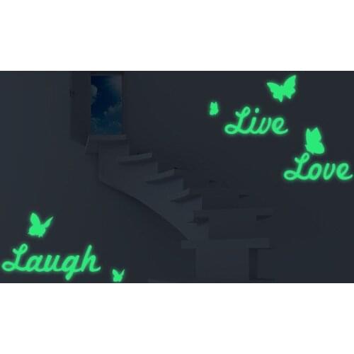 YRHCD Luminous Glow Dark live love laugh Stickers DIY Fluorescent Wall Sticker Decoration home decor for babies room