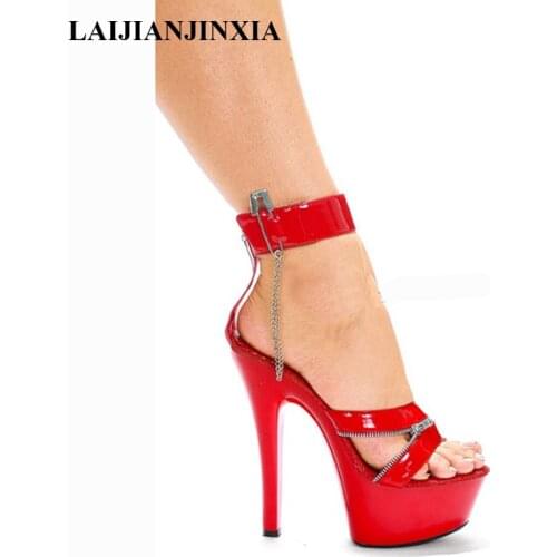 LAIJIANJINXIA New Sexy Women Hot Red Party Queen Shoes High Heels Platform Dancing Shoes Sandals New Design Pole Dance Shoes