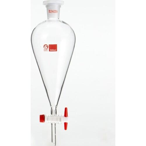1pcs 30ml to 1000ml pear-shaped Clear And Thick Separating Funnel with PTFE Piston for Lab experiment