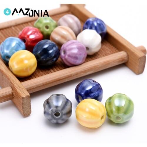 10/20/30pcs Color Texture Ceramic Beads Porcelain Oval Spacer Beads For Jewelry Making DIY Bracelet Accessories Wholesale 14mm