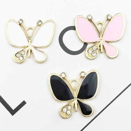10pcs 22*20MM Enamel butterfly charms DIY alloy pendants handmade hair accessories Bracelet Necklace Earrings jewelry making