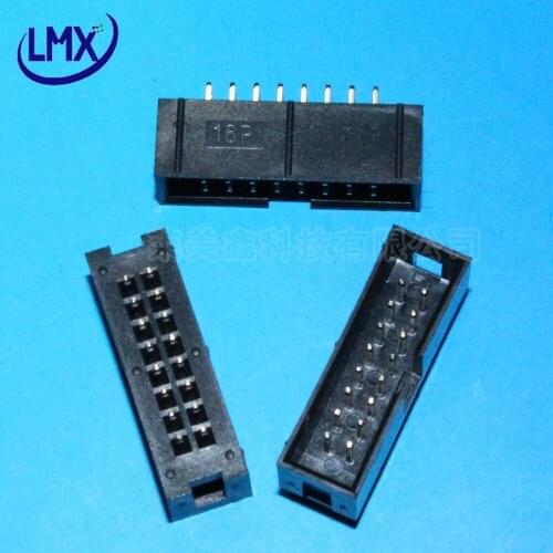 20pcs DC3 16Pin 2.54mm double row straight pin 2*8pin Shrouded Male Header Connector