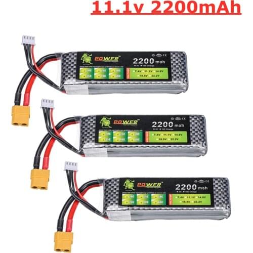 3PCS/lot 3S 11.1v 2200mAh 30C LiPo Battery For RC Car Boat Airplane Off-road racing 11.1v Rechargeable Battery XT60/T/JST Plug