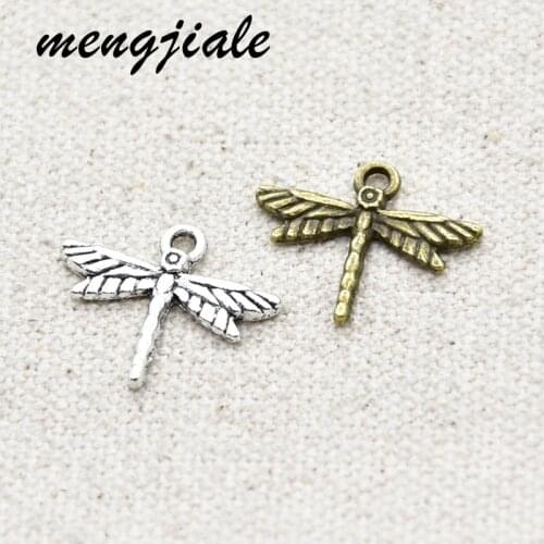 30pcs Wholesale Two Color Small Dragonfly Charms Zinc Alloy Metal Pendants For DIY Handmade Jewelry Accessories Making 20*16mm