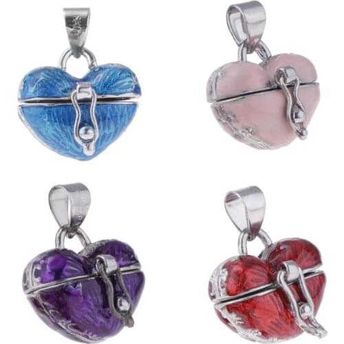 4pcs Enamel Heart Cremation Urn Pendant for Ash Memorial Jewelry Casket
