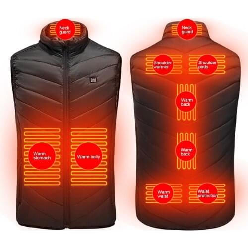9 Areas USB Heated Vest Men Heated Jacket Winter Fishing Hunting Vest Tactical Jacket Vest Outdoor Heating Veste Chauffante