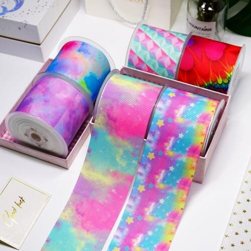 DIY Cartoon Gradient Color Printed Grosgrain Ribbon For Craft Supplies Sewing Accessories 5 Yards. 14958
