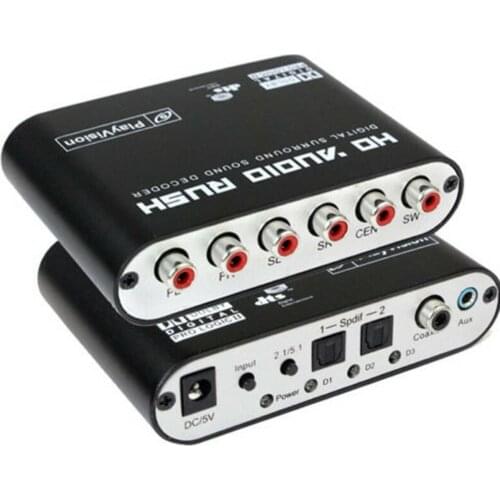 Audio 5.1CH AC3 DTS Digital Sound Decoder Optical SPDIF Coaxial to 6RCA w/Cable