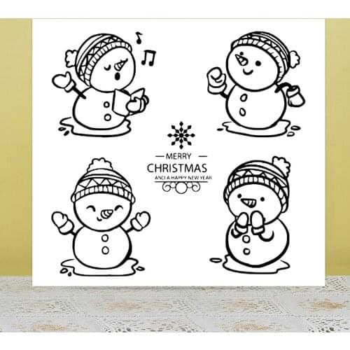 AZSG Christmas Snowman Happy New Year Clear Stamps/Seals For DIY Scrapbooking/Card Making/Album Decorative Silicone Stamp Crafts