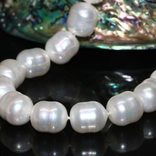 Hot sale white natural pearl shell loose beads irregular approx round 12*15mm top quality fashion jewelry making 15inch B2274
