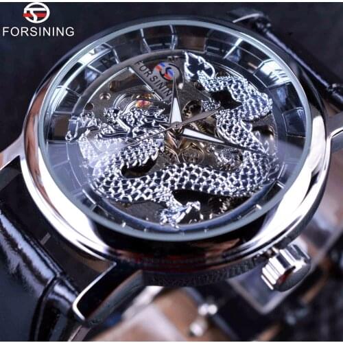 Forsining 2016 Dragon Carving Series Skeleton Designer Transparent Back Case Mens Watches Top Brand Luxury Male Mechanical Watch
