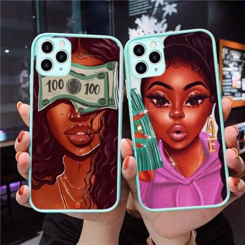 MAKE MONEY Not Friends AfroGirl Phone Case Blue Transparent Matte For IPhone 7 8 11 12 S Mini Pro X XS XR MAX Plus Shell