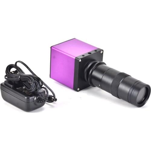 HDMI 1080P HD 60FPS Digital Industry Video Inspection Microscope Camera Set TF Card Video Recorder + 100X C-mount Lens